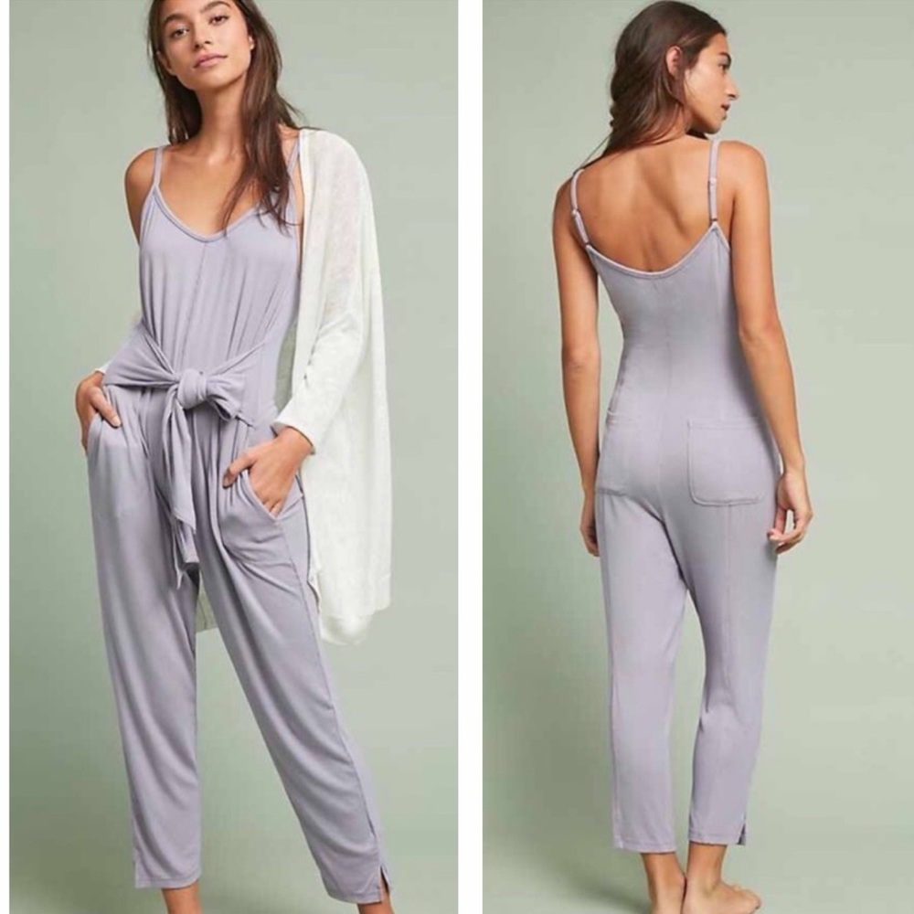 Anthropologie Saturday Sunday Thorpe lavender tie-waist jumpsuit L